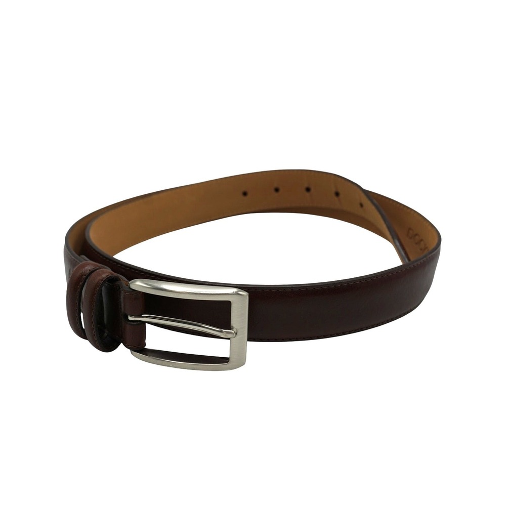 Dockers Mens Brown Leather Dress Belt Silver Buckle Size 38